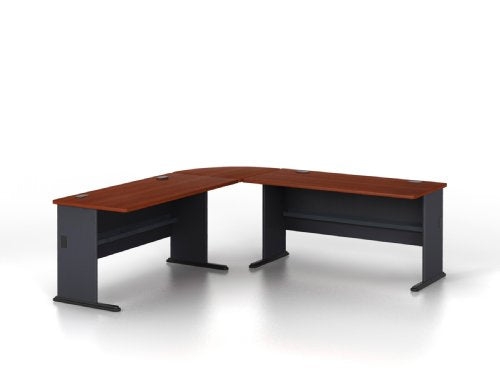 Bush Business Furniture Series A 60W Desk with 27W Corner Connector in Hansen Cherry