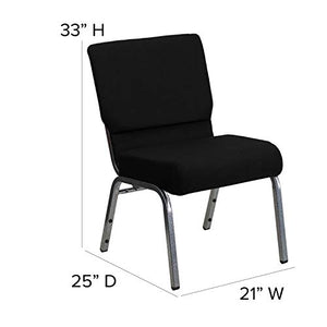 Flash Furniture 4 Pack HERCULES Series Stacking Church Chair - Black Fabric/Silver Vein Frame