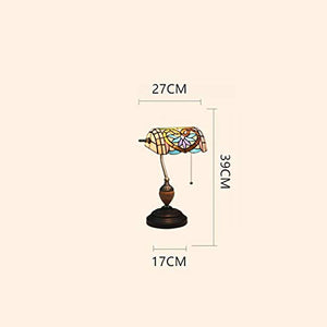 MaGiLL Tiffany Style Retro Banker Desk Lamp with Metal Base