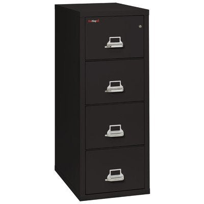 FireKing 4-1831-C Four-Drawer Vertical Letter File - Black, Key Lock