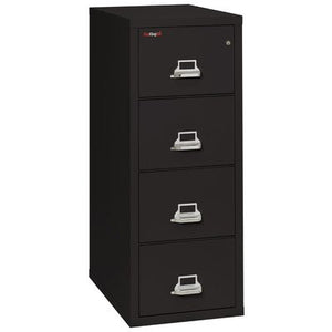 FireKing Fireproof 4-Drawer Vertical Letter File - Black Finish, E-Lock