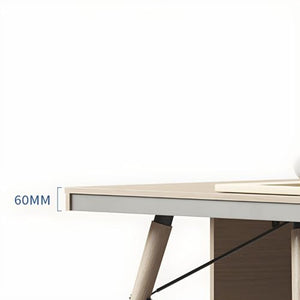 KWOKING Contemporary Natural Executive Desk Oak L-Shape Wooden Office Desk - 70.9" L x 31.5" W x 29.5" H
