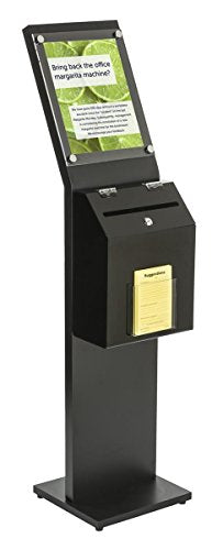 Displays2go SSB811BKBK Locking Donation Station, Ballot Box with 8.5 x 11-Inch Sign Holder Kiosk (Black)