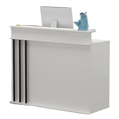 Reception Desk Counter Cashier Counter, Computer Desk with Locker, Wooden Black 140 * 50 * 100CM