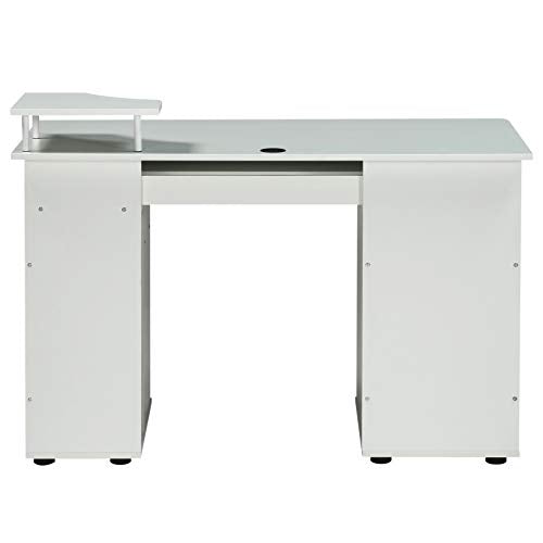 FURLKHY Computer Desk with Drawers, Wood Frame Home Office Desk with Spacious Desktop
