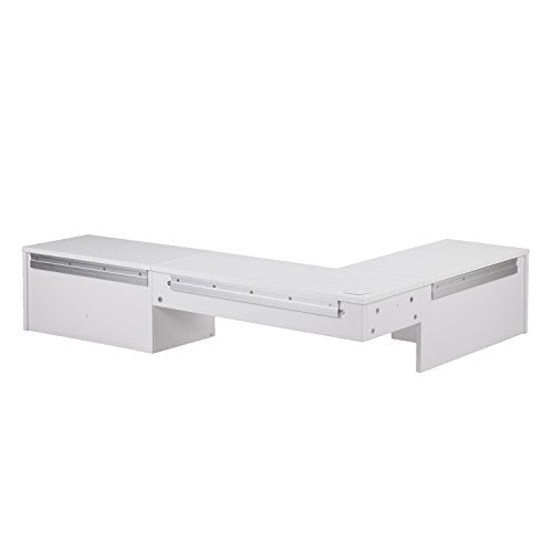 Southern Enterprises Flynn Floating Wall Mount Corner Desk - Storage Cubbies - Pure White Finish