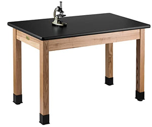 National Public Seating Science Lab Table, 54" L X 30" H, Black Top, Ashwood Legs