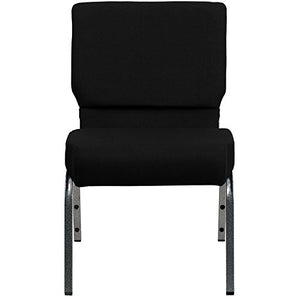 Flash Furniture 4 Pack HERCULES Series Stacking Church Chair - Black Fabric/Silver Vein Frame