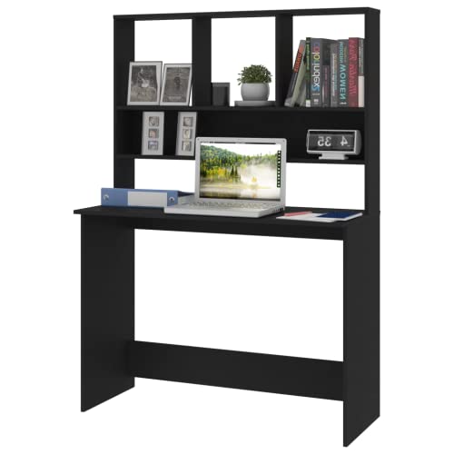 HURRISE Black Desk, Stylish Space Saving Multifunctional Office Desk for Documents