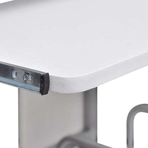 Computer Desk with Pull Out Keyboard Tray 47 inch | Modern Student Table Writing Workstation Table for Office Home | White Particle Board with Steel Frame | 47.2" x 23.6" x 35" by EstaHome