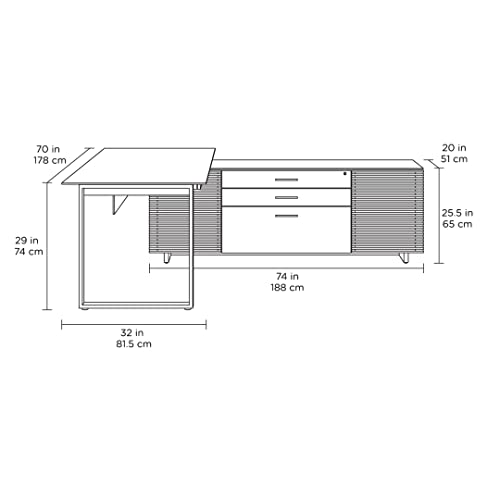 BDI Furniture Corridor Office L-Shaped Desk Natural Walnut