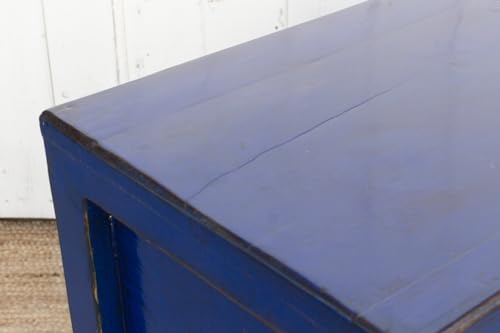 Lschool Royal Blue Lacquered Asian Credenza