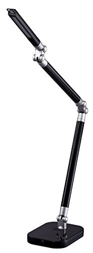 BLACK+DECKER PureOptics Summit Flex Ultra Reach 10W Flicker-Free Natural Daylight LED Desk Lamp with USB Charging Port, 6 Dimming Levels (447 Lumens), Black/Gray (LED10ARC-BLK)