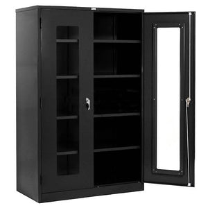 Global Industrial Clear View Storage Cabinet, 48x24x78, Black