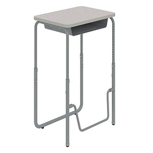 Safco AlphaBetter 2.0 Student Desk with Swinging Footrest Bar, Sit to Stand, 29”-43”, Pebble Gray