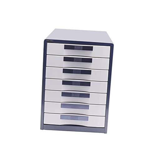 BIZOLE Desktop Storage Box with Drawers - 7-Layer Lockable Aluminum Alloy Flat File Cabinet