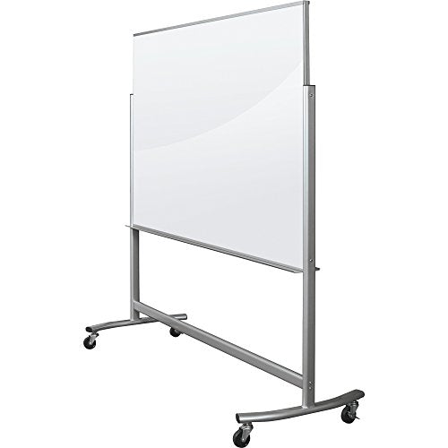 Best-Rite Visionary Move Double Sided Mobile Magnetic Glass Whiteboard Easel, 4x6 Feet, (74951)