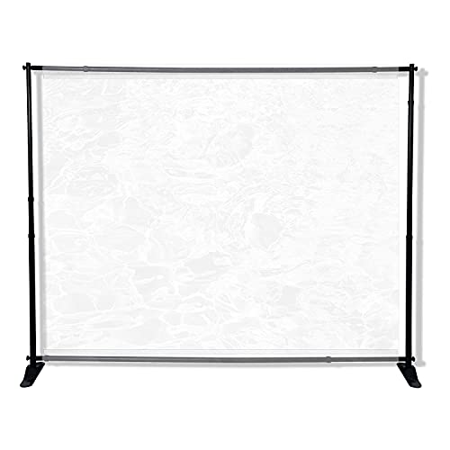 BannerBuzz Floor Standing Sneeze Guard-Full Tarp with Adjustable Banner Stand Isolation Barrier-Clear Film Protective Shield for Cafes,Retail Store,Cashier,Reception (6X8 Ft)