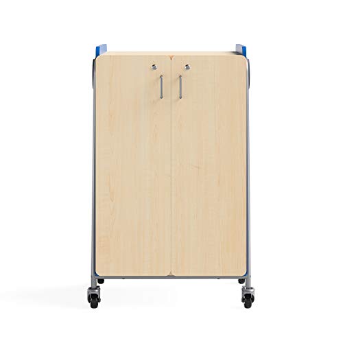 Safco Rolling Storage Cart with Magnetic Dry-Erase Back, Electric Blue, 48" H