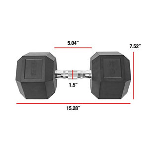 WF Athletic Supply Rubber Coated Solid Steel Cast-Iron Pair Dumbbells, Rubber Hex Dumbbells, Hex Weights Dumbbells for Muscle Toning, Full Body Workout, Home Gym Dumbbells, Pair