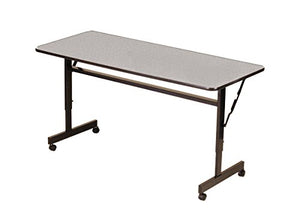 Correll FT2448M-15 EconoLine Flip Top Table, 24" x 48", Adjustable Height, Gray Granite Melamine Top, Rectangle, Seats 2