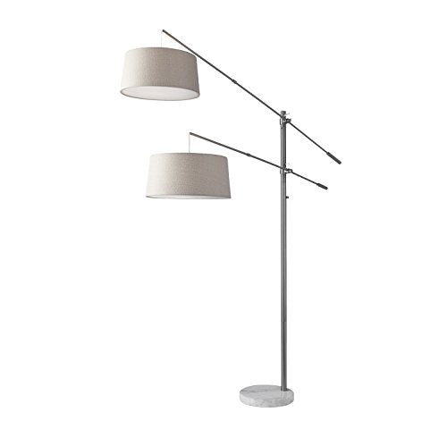 Adesso 5275-22 Manhattan Two-Arm Arc Lamp, Brushed Steel