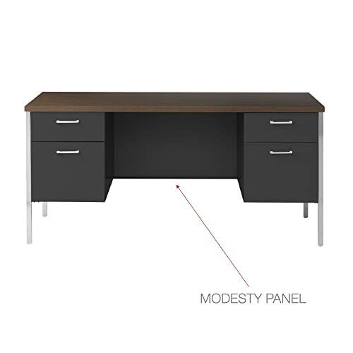 Alera Double Pedestal Steel Credenza, 60" x 24" x 29.5", Cherry/Putty