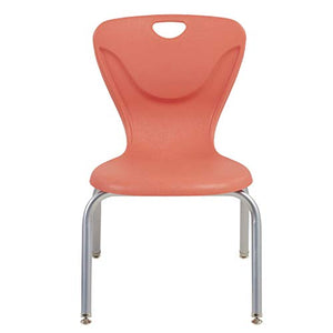 FDP 16" Contour School Stacking Student Chair, Ergonomic Molded Seat Shell with Powder Coated Silver Frame and Swivel Leg Glides; for in-Home Learning or Classroom - Tangerine (4-Pack)