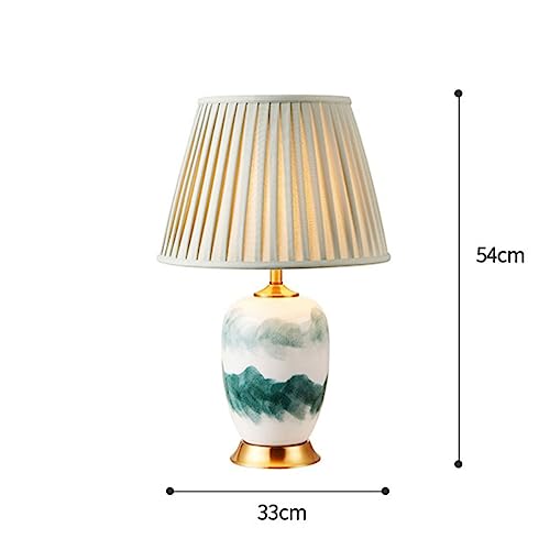BBAUER Ceramic Desk Lamp New Chinese-Style Landscape Retro Zen Bedroom Bedside Lamp
