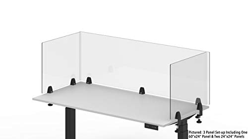 Stand Steady Clear Desktop Panel | Clamp On Protective Acrylic Shield & Sneeze Guard | Desk Divider Securely Attaches to Desks & Tabletops | for Offices, Schools, Libraries & More (60 x 24)