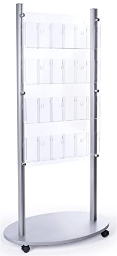 Displays2go 4-Tiered Metal Literature Floor Stand, Silver - 12/24 Pockets