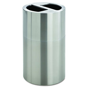 Safco Products 9931SS Dual Bin Waste Recycling Trash Can, Silver