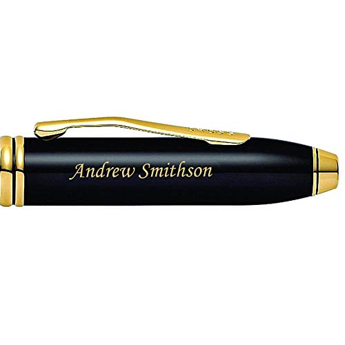 Engraved Cross Pen Set | Personalized AT Cross Townsend Black Ballpoint and Rollerball Pen Set with 23k Gold Accents. Custom Engraved Fast by Dayspring Pens.