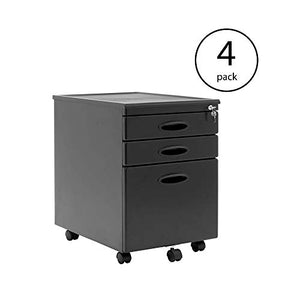 Calico Designs Home Office Furniture Storage 3 Drawer File Cabinet (4 Pack)