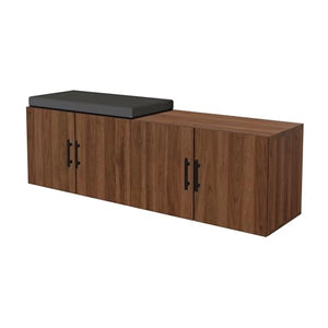 UPLIFTDESK MoPac Credenza (Walnut) - Black Handles, Black Base, Gray Cushion