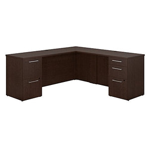 Bush Business Furniture 300 Series 72W x 22D L Shaped Mocha Cherry Office Desk with 2 and 3 Drawer Pedestals and 48W Return