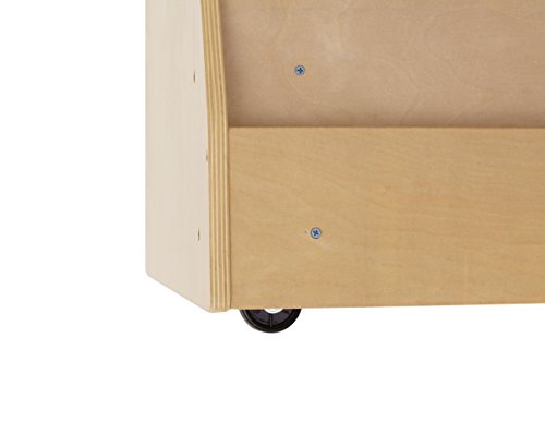 ECR4Kids Birch Book Display Stand with Storage with Rolling Casters, Double-Sided Hardwood Book Shelf Organizer for Kids, 5-Shelves with 2-Shelves, Mobile Display Stand for Classrooms and Home