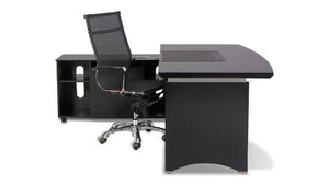 Washington Executive Desk with Return and File Cabinet - Black