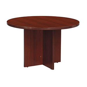 Office Star Round Wood Table Top w X-Shaped Pedestal Base - Napa (47 in. Dia/Mahogany)