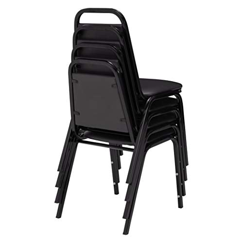 National Public Seating (4 Pack) NPS® 9100 Series Vinyl Upholstered Stack Chair, Black Seat/Frame