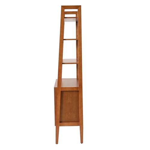 Generic Solid Wood Ladder Bookcase - Jozsef 76'' H x 36'' W - Acorn