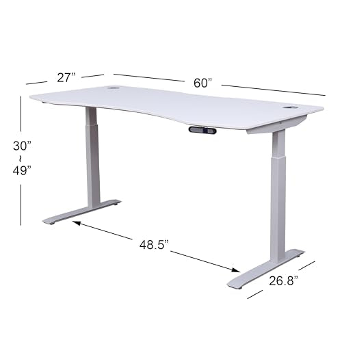 ApexDesk Elite Pro Series 60" Electric Height Adjustable Standing Desk - White Top, Off-White Frame