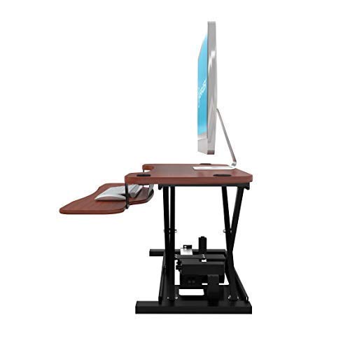 VersaDesk Power Pro USA Manufactured | Electric Height-Adjustable Desk Riser | Standing Desk Converter | Sit to Stand Desktop with Keyboard + Mouse Tray | 36" X 24" | Black Frame, Cherry Body…