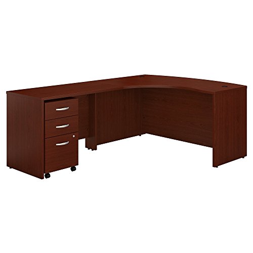 Bush Business Furniture Series C Left Handed L Shaped Desk with Mobile File Cabinet in Mahogany