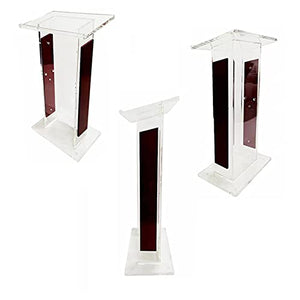 None Lectern Podium Stand, Clear Wide Reading Table Professional Portable School Church Wedding Office Information Podium