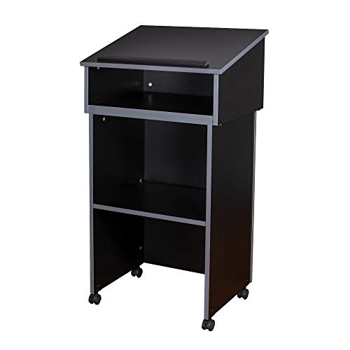 OEF Furnishings Combo Lectern and AV Cart/Lectern Base, Black