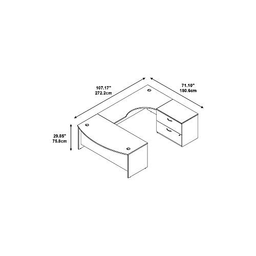 Bush Business Furniture Series C 72W Bowfront RH U-Station with 2-Drawer Lateral File