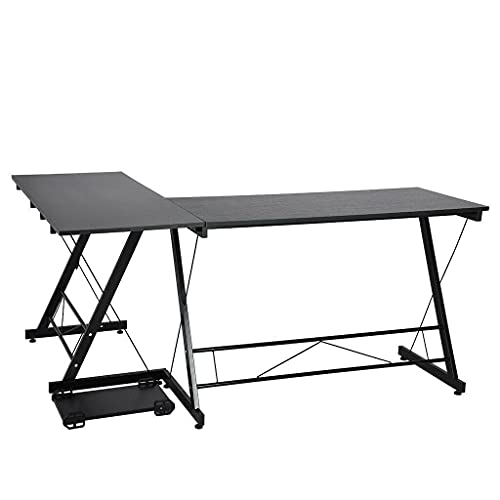 HUIJK L-Shape Corner Computer Desk PC Laptop Study Table Home Office Desk Workstation