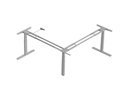 Monoprice 134829 Triple Motor Height Adjustable Sit-Stand Corner Desk Frame - Gray | 3 Leg Corner, L Shaped Table Base, Programmable Memory Settings