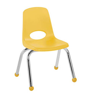 Factory Direct Partners 10361-AS 12" School Stack Chair, Stacking Student Chairs with Chromed Steel Legs and Ball Glides - Assorted Colors (6-Pack)